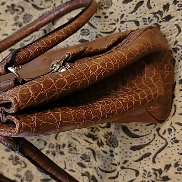 Anne Klein brown reptile pattern purse satchel - Picture 12 of 12